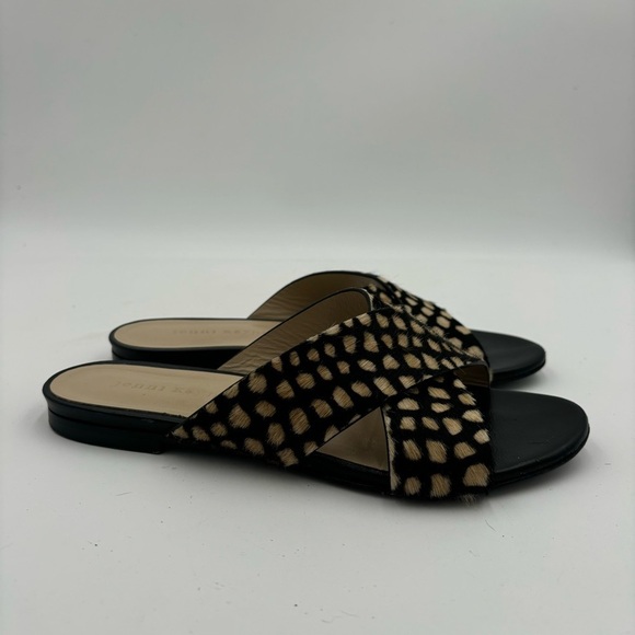Jenni Kayne Women’s 37 Ponyhair Polka Dot Crossover Slide Sandals - Picture 1 of 8